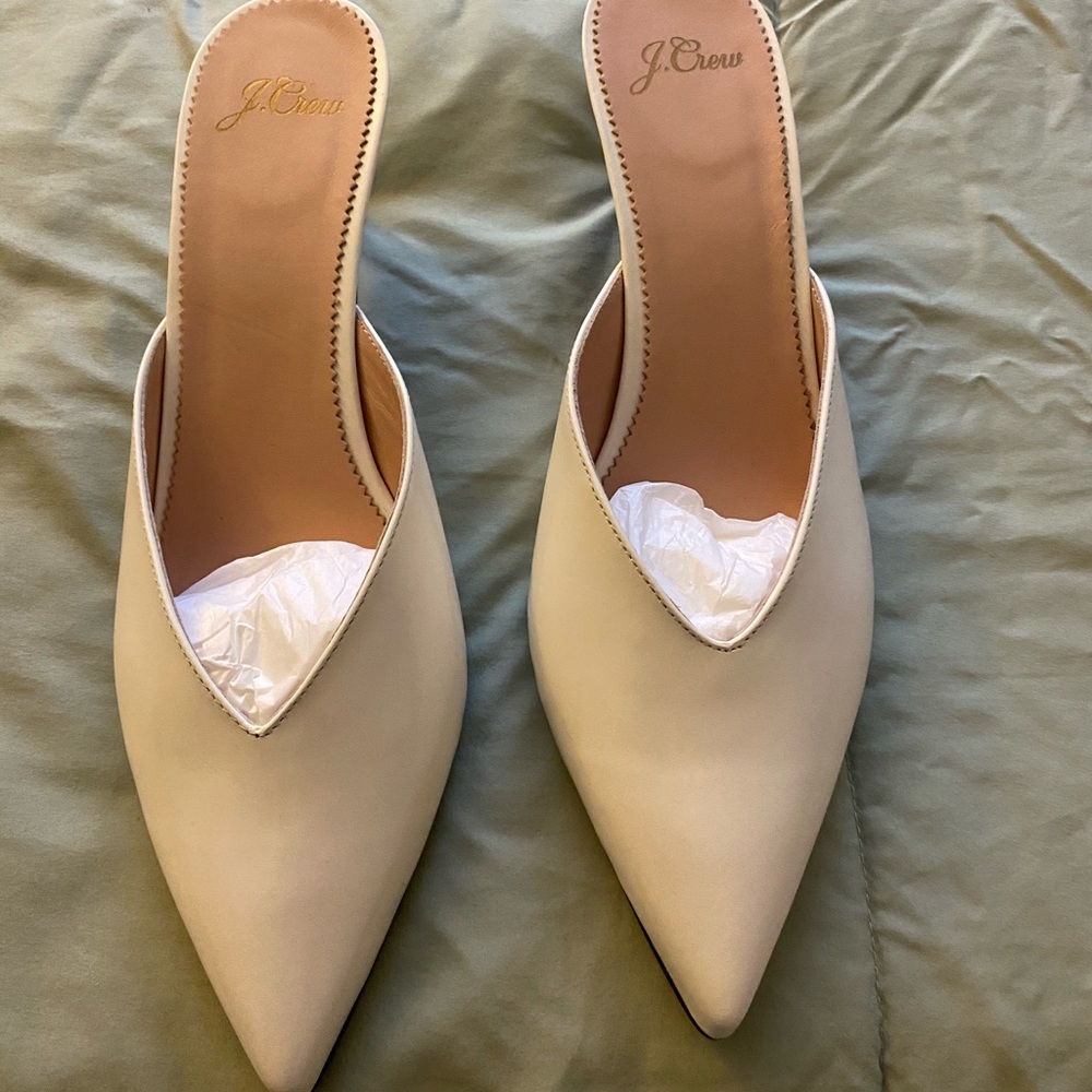 J Crew ivory Kitten Mule -NWT